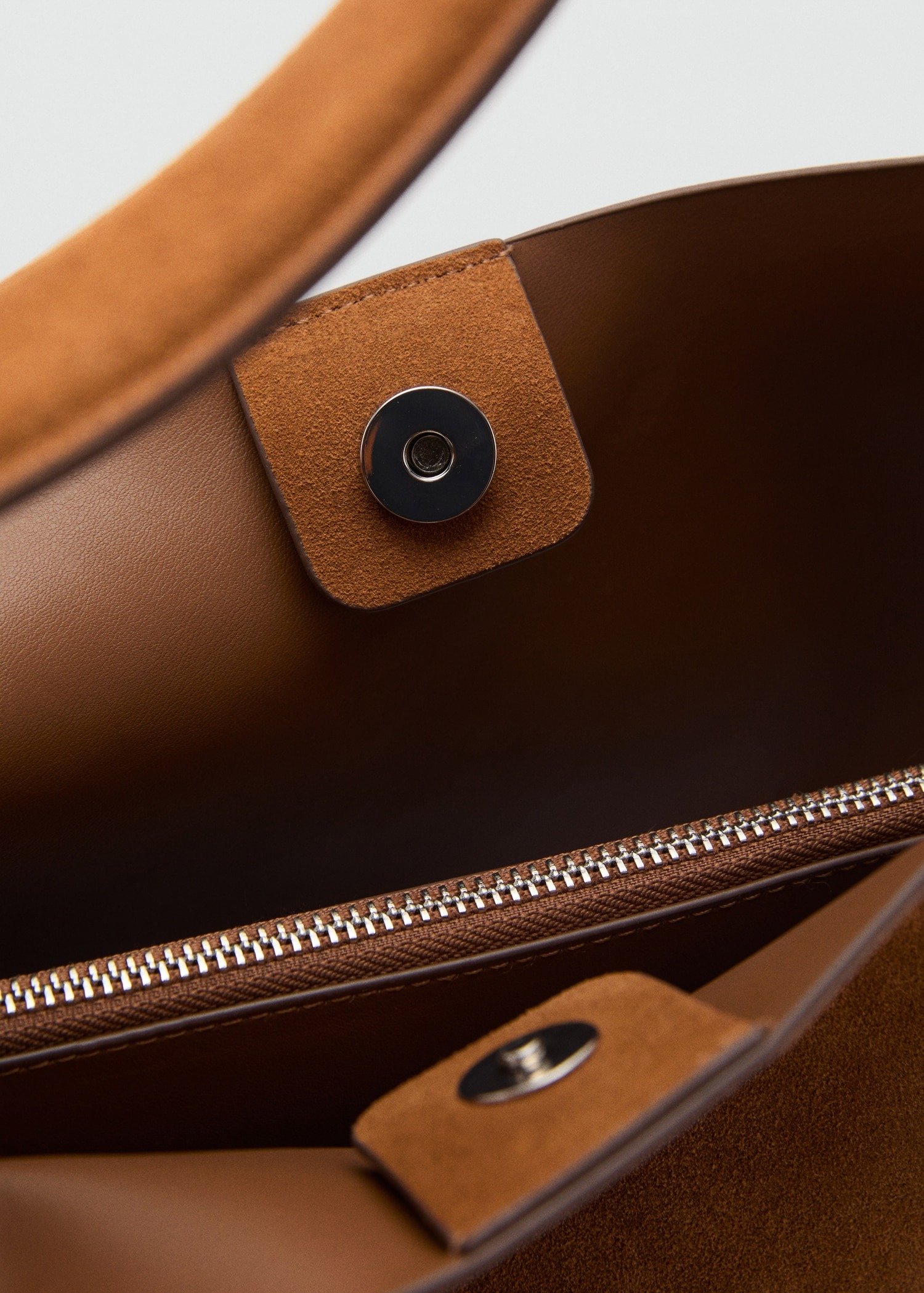 Large suede leather shopper bag - Image 4